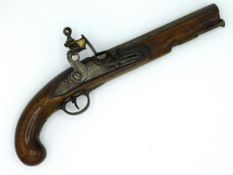 A c.1800 Belgian flintlock pistol with ELG over star proof mark to barrel, 16.25in long