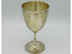 A Victorian 1869 London silver wine goblet by Daniel & Charles Houle, 6.75in tall x 3.5in diameter,