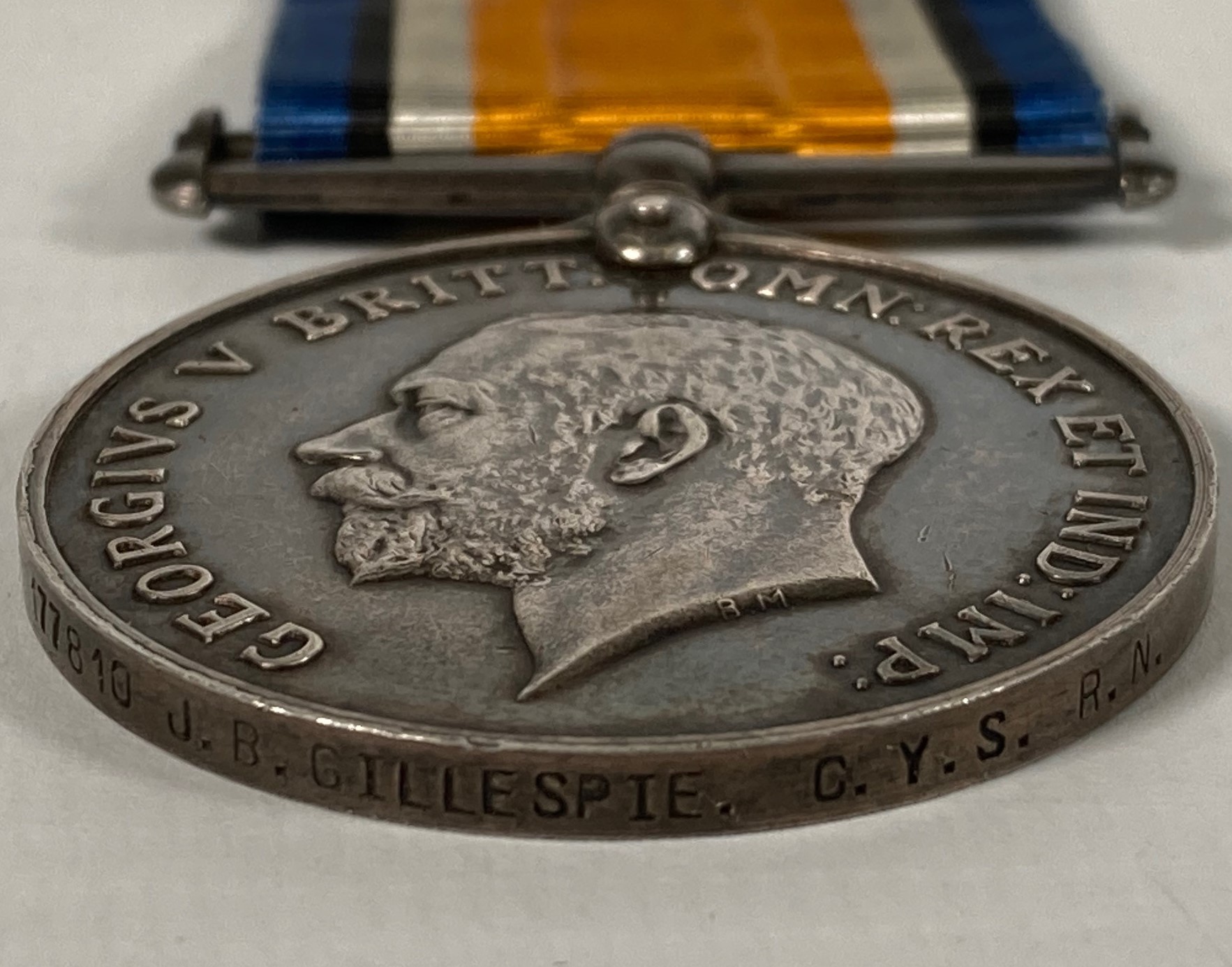 A pair of WW1 medals: War medal 1777810 J. B. Gillespie C.Y.S. RN & For Meritorious Service 177810 J - Image 5 of 10