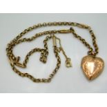 A 17in 1920's 9ct gold chain with back & front plated locket, gold chain weight 6.2g