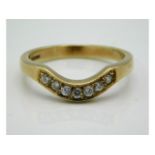 A 9ct gold ring set with paste stones, 3.5g, size Q