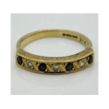 A 9ct gold diamond & sapphire ring, 2.4g, size L/M