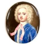 William Prewett (British, active 1735-1755), an enamel miniature portrait of Henry Stuart wearing la