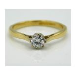 An 18ct gold diamond solitaire ring of 0.33ct, est. colour J, size Q/R, 3.1g