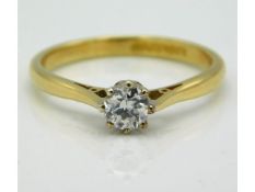 An 18ct gold diamond solitaire ring of 0.33ct, est. colour J, size Q/R, 3.1g