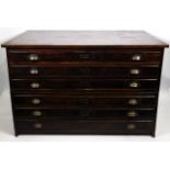 A two piece map / plan chest comprising six drawers, 48.5in wide x 32in deep x 31.5in high