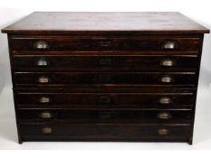 A two piece map / plan chest comprising six drawers, 48.5in wide x 32in deep x 31.5in high