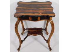 A two tier coromandel wood lamp table, 28.5in high x 20in wide x 16in deep