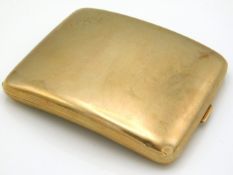 A 9ct gold pocket cigarette case, inscribed E.A.V, made by John Henry Wynn, assayed in Birmingham 19
