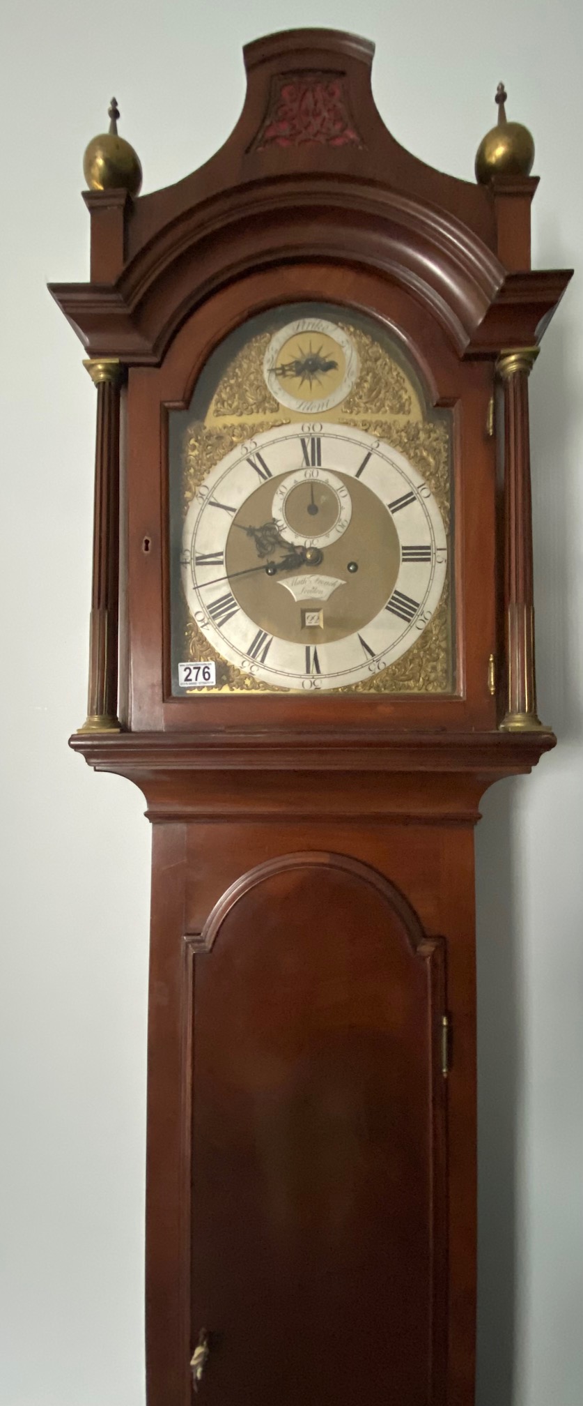 A c.1800 Matthew French, London, mahogany long case clock with brass & silvered dial, 93in tall - Image 3 of 5