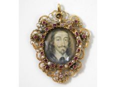 John Hoskins (1590-1665), a miniature portrait of Charles I set within a bejewelled 18ct gold (elect