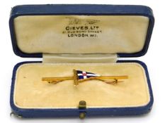 A cased 14ct gold Royal Thames Yacht Club brooch with enamelled emblem in original Gieves Ltd. box,