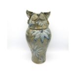 A large Jennie Hale studio pottery jar & cover modelled as a cat, 15.625in tall