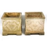 A pair of good quality Sandford Stone planters, 18in high x 19in wide x 18.5in deep