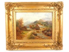 Walter E. Ellis (1849-1918), oil on canvas, Old Watermill, Dolgelly, Wales, set in gilt frame, image