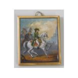 Horace Vernet (1789-1863), a miniature portrait of Napoleon on horseback set within silver-gilt fram