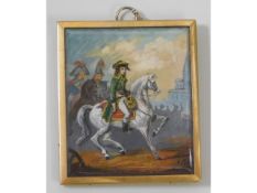 Horace Vernet (1789-1863), a miniature portrait of Napoleon on horseback set within silver-gilt fram