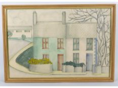 Mercy Hunter (1910-1989) Irish School, a framed watercolour titled "Two Houses, Short Highway, Dunga