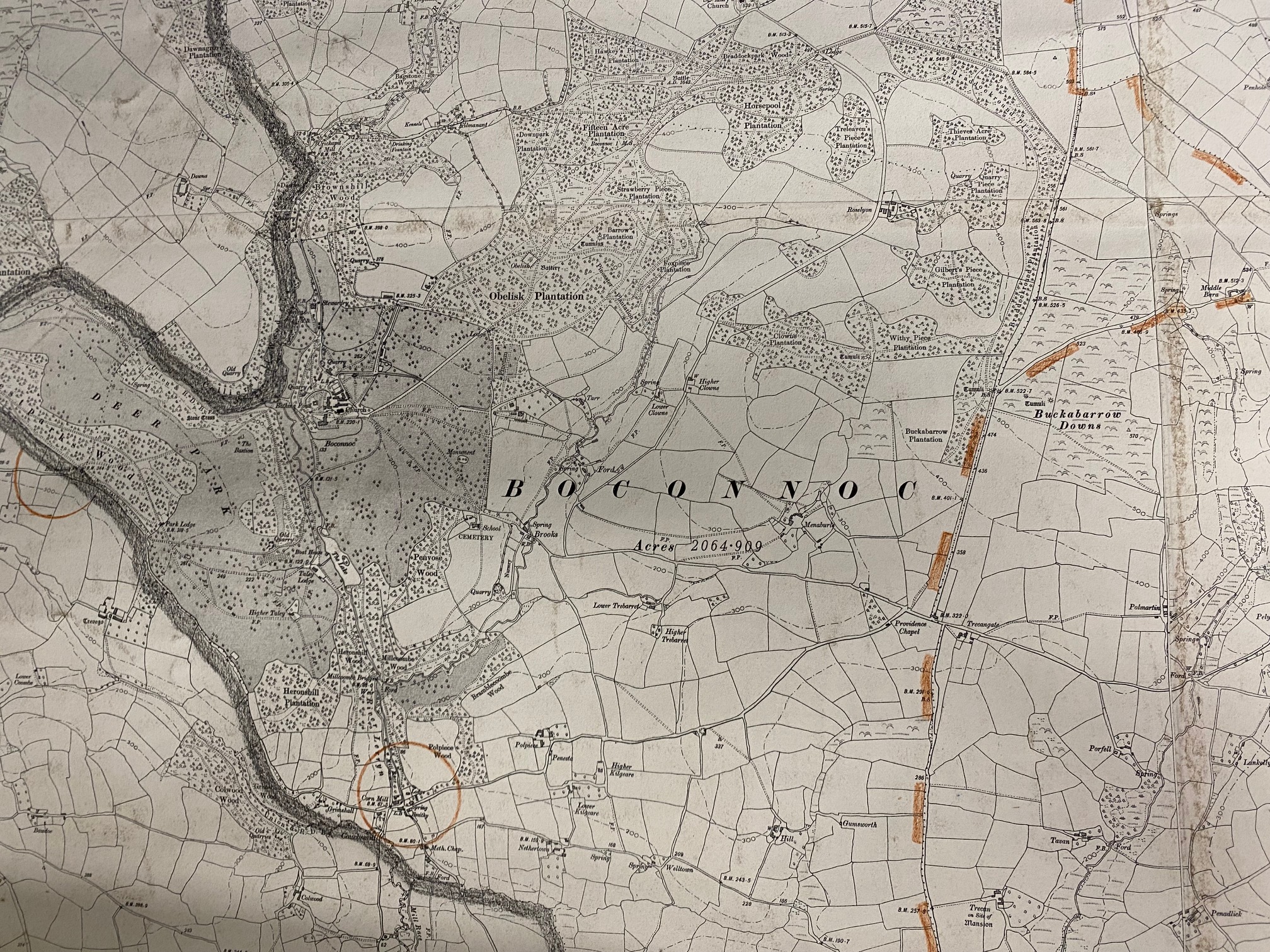 A very large WW2 Home Guard map, Liskeard Battalion, B Company, Lantic Bay to Downderry to North Hil - Image 3 of 12