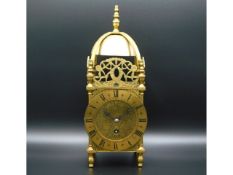 A 1920/30s French brass lantern clock, 12in tall x 4.5in wide x 4.25in deep