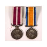 A pair of WW1 medals: War medal 1777810 J. B. Gillespie C.Y.S. RN & For Meritorious Service 177810 J