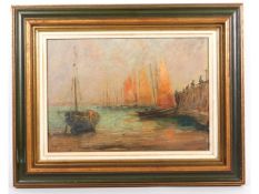 Emile Gauffriaud (1877-1957), French School, fishing boats at harbour, image size 11in x 8.25in