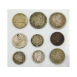 Nine antique USA coins including an 1895 five cents, two 1903 quarter dollars & an 1892 dime