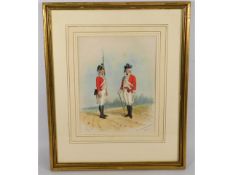 Richard Simkin (1850-1926), military related framed watercolour titled "Second North Devon Militia 1