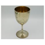 A Victorian 1872 London silver wine goblet by Robert Harper, 6.75in tall x 3.25in wide, 220g