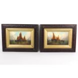 William Adolphus Knell (1801–1875), a pair of oil on panels depicting sailboats in estuary, image si