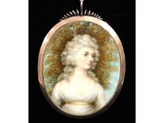John Hoppner (1758-1810), a miniature portrait of the Duchess of Devonshire in white silk dress with