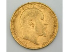 A 1909 Edward VII full gold sovereign