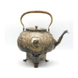 A Georgian, 1773 London silver spirit kettle & stand by Sebastian & James Crespell, small repair to