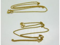 Two 14ct gold chains, 18in & 16in long respectively, total weight 3.8g