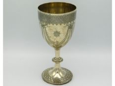 A Victorian 1884 London silver ale goblet by John Septimus Beresford, 8in tall x 3.75in diameter, 24