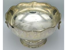 A large silver plated punch bowl, 12.75in wide x 7.5in high, 2270g