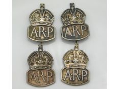 Four WW2 silver Air Raid Precautions badges, 36.8g