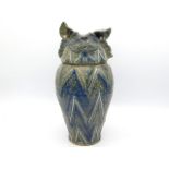 A large Jennie Hale studio pottery jar & cover modelled as a cat, 11.375in tall