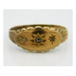 An antique 9ct gold ring set with small rose cut diamonds, 1.7g, size P