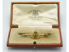 A cased 9ct gold naval sweetheart brooch, 44.5mm wide, 2.7g