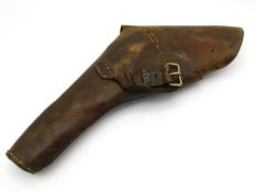 A WW1 leather gun holster once belonging to WW1 casualty Captain Ivor Thomas Lloyd-Jones of 7th Roya