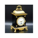 A decorative mantle clock with French movement & decorative enamelled dial & paste set bezel, 8.5in