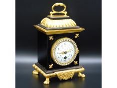 A decorative mantle clock with French movement & decorative enamelled dial & paste set bezel, 8.5in