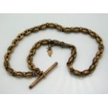An antique, 9ct gold Albert chain, 13in long, 19g