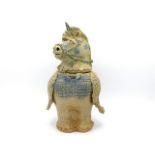 A large Jennie Hale studio pottery jar & cover modelled as a unicorn, 11.25in tall
