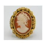 A large 9ct gold cameo ring, 12.2g, size N/O