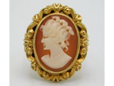 A large 9ct gold cameo ring, 12.2g, size N/O