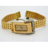 An 18ct gold ladies watch, strap clasp a/f & winder missing, set with approx. 0.33ct of diamond, 33g