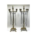 A pair of impressive 19thC. Regency silver plated candelabra with claw feet & lily pad base, 22.75in