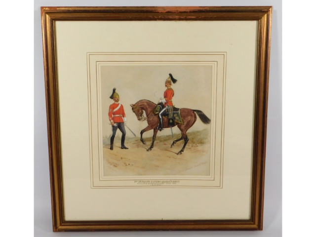 Richard Simkin (1850-1926), military related framed watercolour titled "Second Dragoon Guards Queens